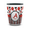 Red & Black Dots & Stripes Shot Glass - Two Tone - FRONT