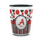 Red & Black Dots & Stripes Ceramic Shot Glass - 1.5 oz - Two Tone - Set of 4 (Personalized)