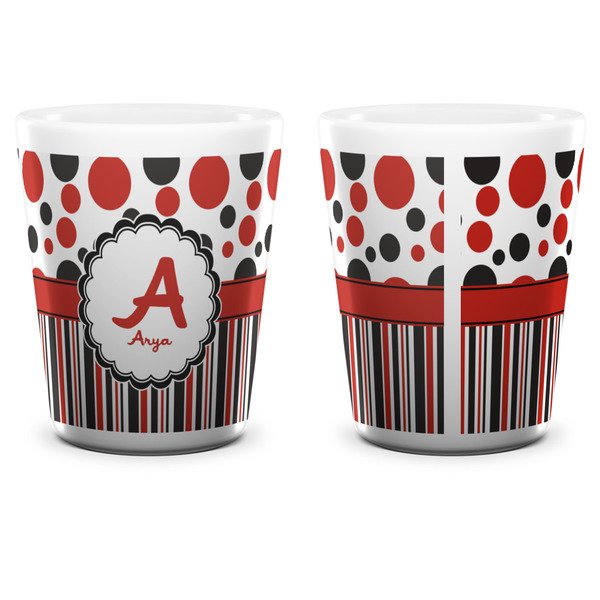 Red & Black Dots & Stripes Shot Glass - White - APPROVAL