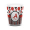 Red & Black Dots & Stripes Ceramic Shot Glass - 1.5 oz - White - Set of 4 (Personalized)