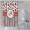 Red & Black Dots & Stripes Shower Curtain Lifestyle