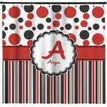 Red & Black Dots & Stripes Shower Curtain - Custom Size (Personalized)