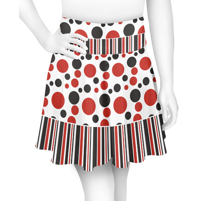 Red & Black Dots & Stripes Skater Skirt - 2X Large (Personalized)