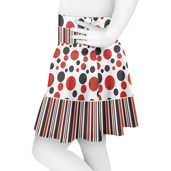 Red & Black Dots & Stripes Skater Skirt - Side