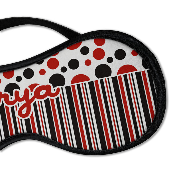 Red & Black Dots & Stripes Sleeping Eye Mask - DETAIL Large