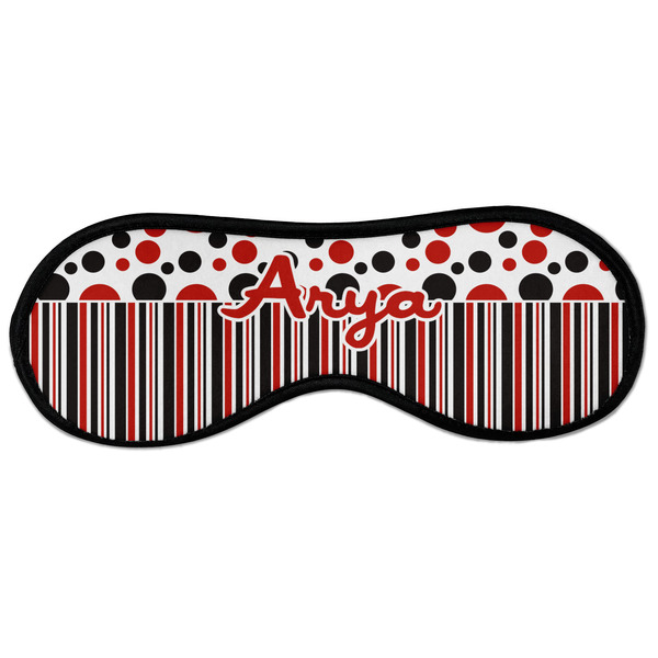 Custom Red & Black Dots & Stripes Sleeping Eye Masks - Large (Personalized)