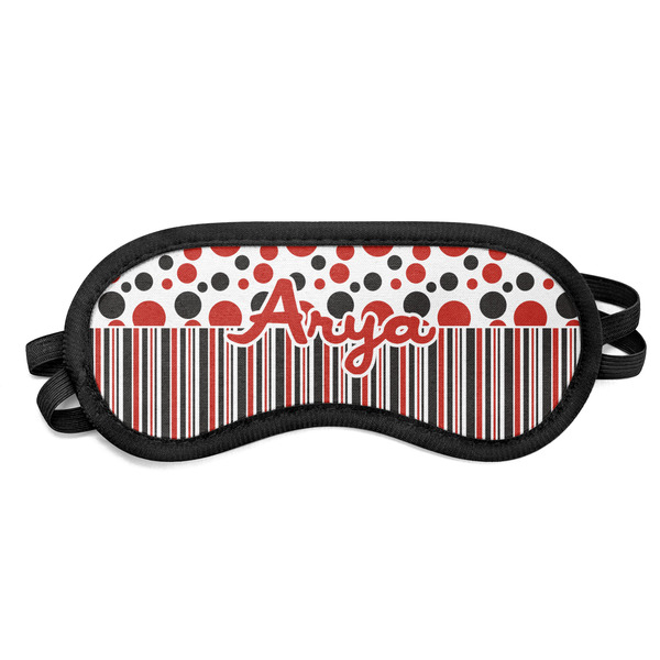 Custom Red & Black Dots & Stripes Sleeping Eye Mask - Small (Personalized)