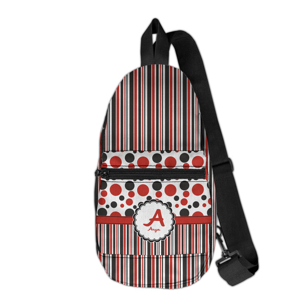 Custom Red & Black Dots & Stripes Sling Bag (Personalized)