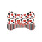 Red & Black Dots & Stripes Bone Shaped Dog Food Mat (Small) (Personalized)