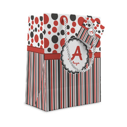 Red & Black Dots & Stripes Small Gift Bag (Personalized)