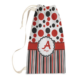 Red & Black Dots & Stripes Laundry Bags - Small (Personalized)