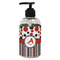 Red & Black Dots & Stripes Plastic Soap / Lotion Dispenser (8 oz - Small - Black) (Personalized)
