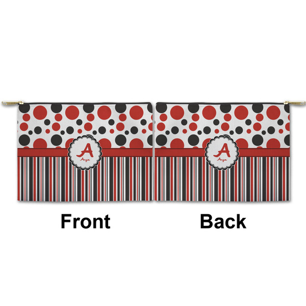 Red & Black Dots & Stripes Small Zipper Pouch Approval (Front and Back)