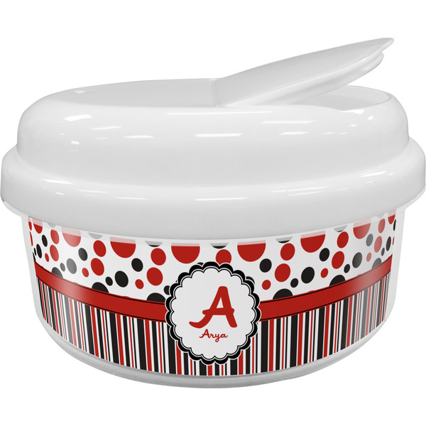 Custom Red & Black Dots & Stripes Snack Container (Personalized)