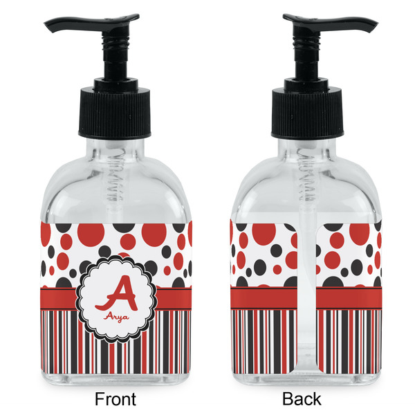 Red & Black Dots & Stripes Glass Soap/Lotion Dispenser - Approval