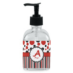 Red & Black Dots & Stripes Glass Soap & Lotion Bottle - Single Bottle (Personalized)