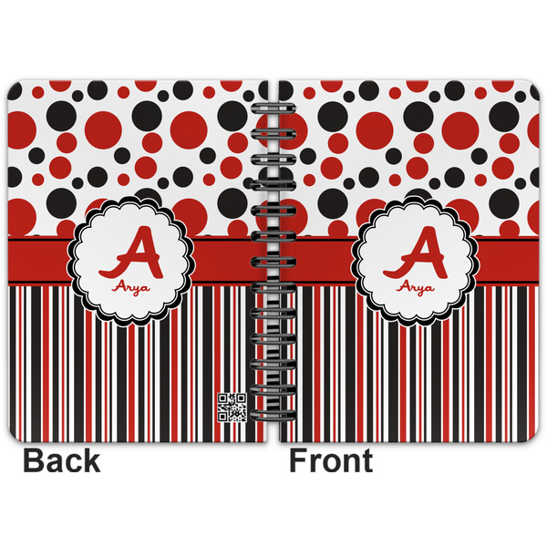 Red & Black Dots & Stripes Spiral Journal 5 x 7 - Apvl