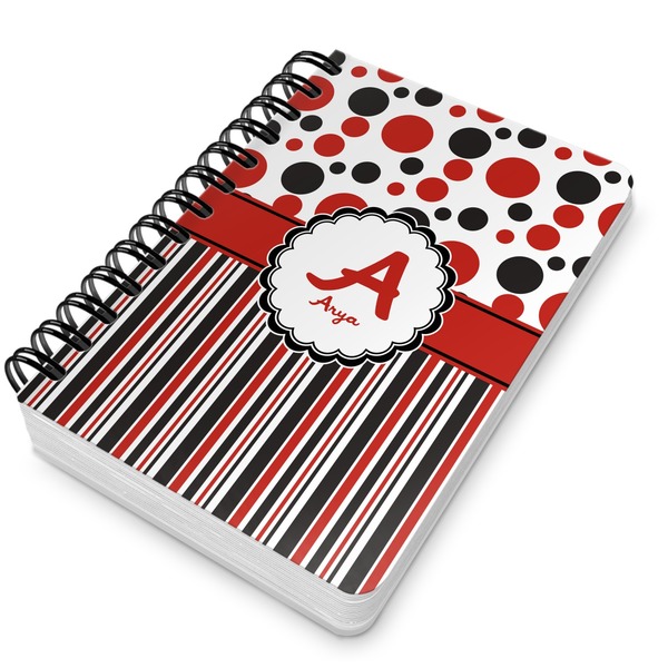 Red & Black Dots & Stripes Spiral Journal 5 x 7 - Main