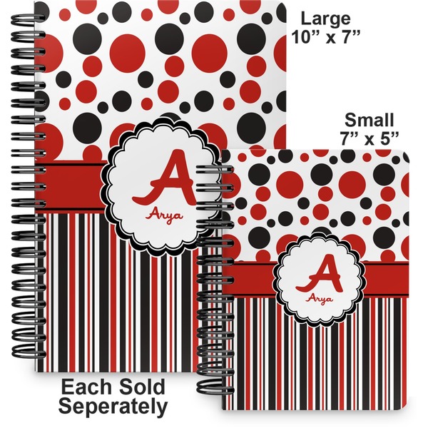 Red & Black Dots & Stripes Spiral Journal - Comparison