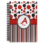 Red & Black Dots & Stripes Spiral Notebook (Personalized)