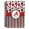 Red & Black Dots & Stripes Spiral Journal Large - Front View