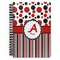 Red & Black Dots & Stripes Spiral Notebook (Personalized)