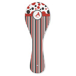 Red & Black Dots & Stripes Ceramic Spoon Rest (Personalized)