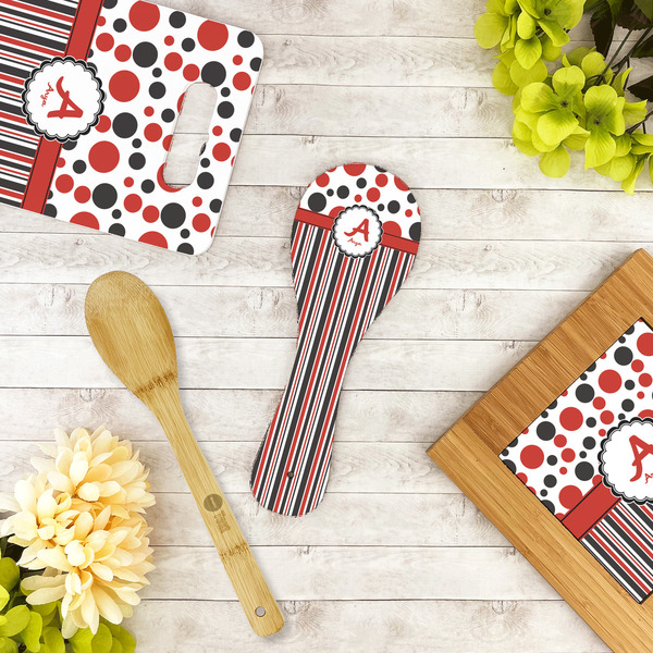 Red & Black Dots & Stripes Spoon Rest Trivet - LIFESTYLE