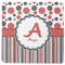Red & Black Dots & Stripes Square Rubber Backed Coaster (Personalized)