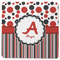 Red & Black Dots & Stripes Square Rubber Backed Coaster (Personalized)