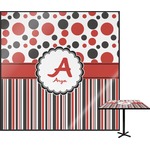 Red & Black Dots & Stripes Square Table Top - 30" (Personalized)