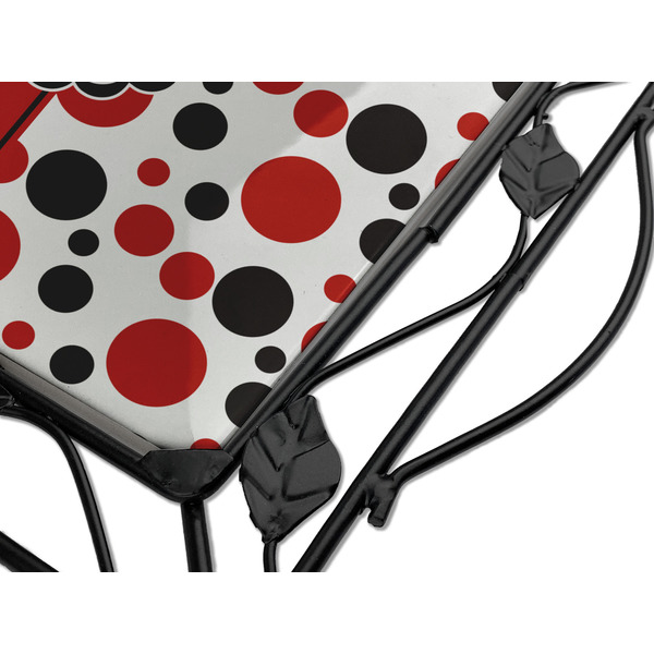 Red & Black Dots & Stripes Square Trivet - Detail