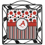 Red & Black Dots & Stripes Square Trivet (Personalized)
