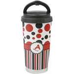 Red & Black Dots & Stripes Stainless Steel Coffee Tumbler (Personalized)