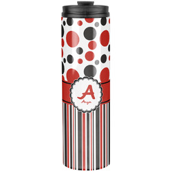 Red & Black Dots & Stripes Stainless Steel Skinny Tumbler - 20 oz (Personalized)
