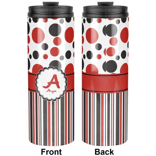 Red & Black Dots & Stripes Stainless Steel Tumbler - Apvl
