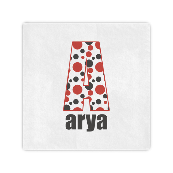 Custom Red & Black Dots & Stripes Cocktail Napkins (Personalized)