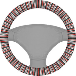 Red & Black Dots & Stripes Steering Wheel Cover (Personalized)