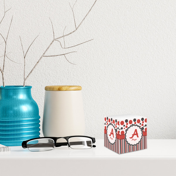 Red & Black Dots & Stripes Sticky Note Cube - LIFESTYLE