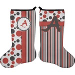 Red & Black Dots & Stripes Holiday Stocking - Double-Sided - Neoprene (Personalized)