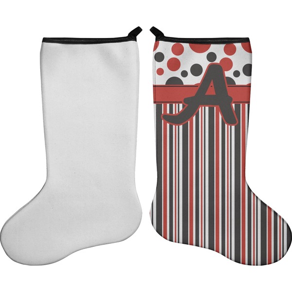Red & Black Dots & Stripes Stocking - Single-Sided - Approval