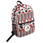 Red & Black Dots & Stripes Student Backpack (Personalized)