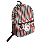Red & Black Dots & Stripes Student Backpack (Personalized)