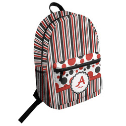 Red & Black Dots & Stripes Student Backpack (Personalized)