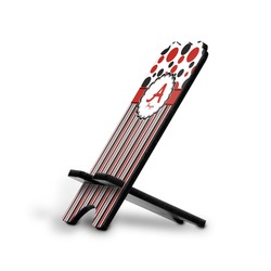 Red & Black Dots & Stripes Stylized Cell Phone Stand - Large (Personalized)