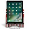 Red & Black Dots & Stripes Stylized Tablet Stand - Front with ipad