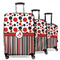 Red & Black Dots & Stripes 3 Piece Luggage Set - 20" Carry On, 24" Medium Checked, 28" Large Checked (Personalized)