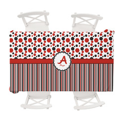 Red & Black Dots & Stripes Tablecloth - 58"x102" (Personalized)