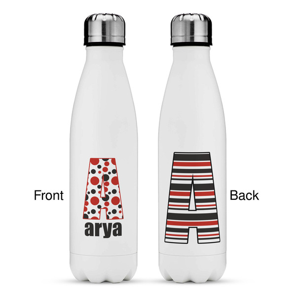 Red & Black Dots & Stripes Tapered Water Bottle - Apvl