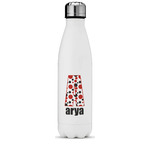 Red & Black Dots & Stripes Water Bottle - 17 oz. - Stainless Steel - Full Color Printing (Personalized)